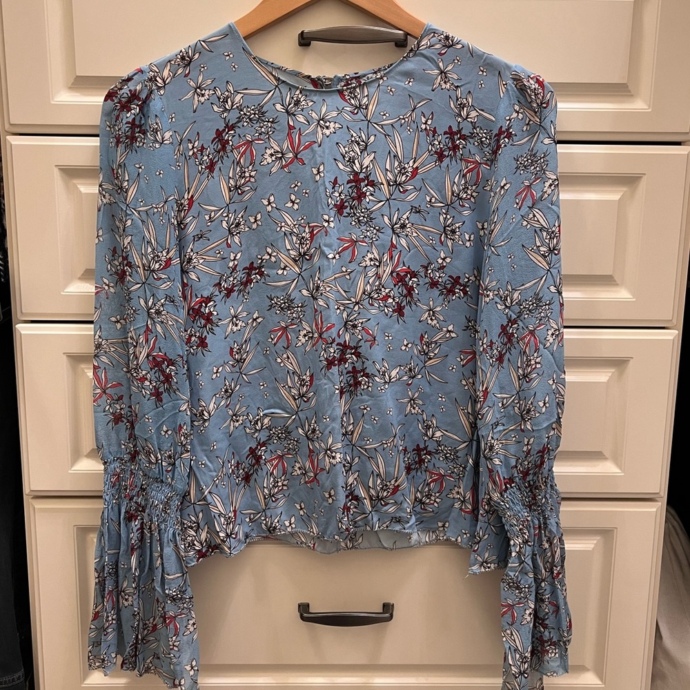 Bell sleeve 100% silk blouse size S